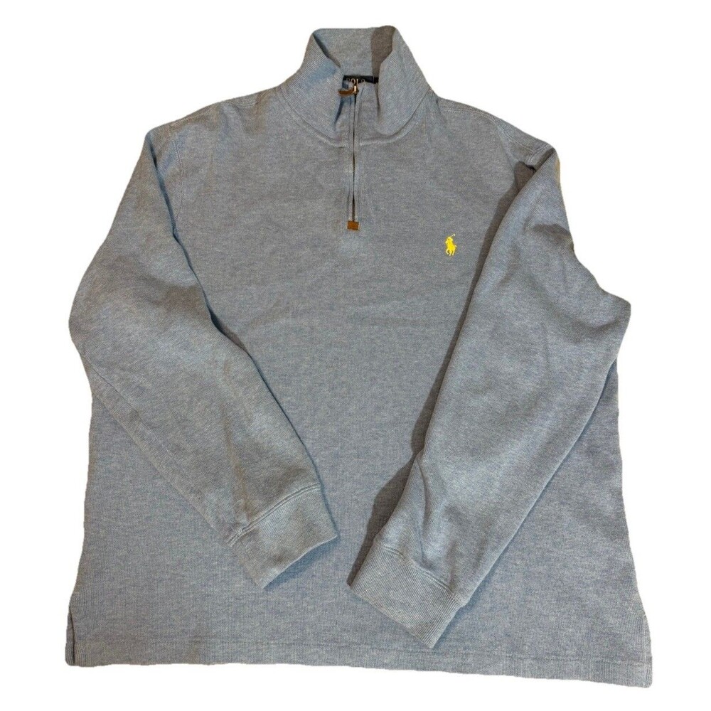 Polo Ralph Lauren Quarter Zip Pullover Sweater Light Blue Cotton Mens Size XL